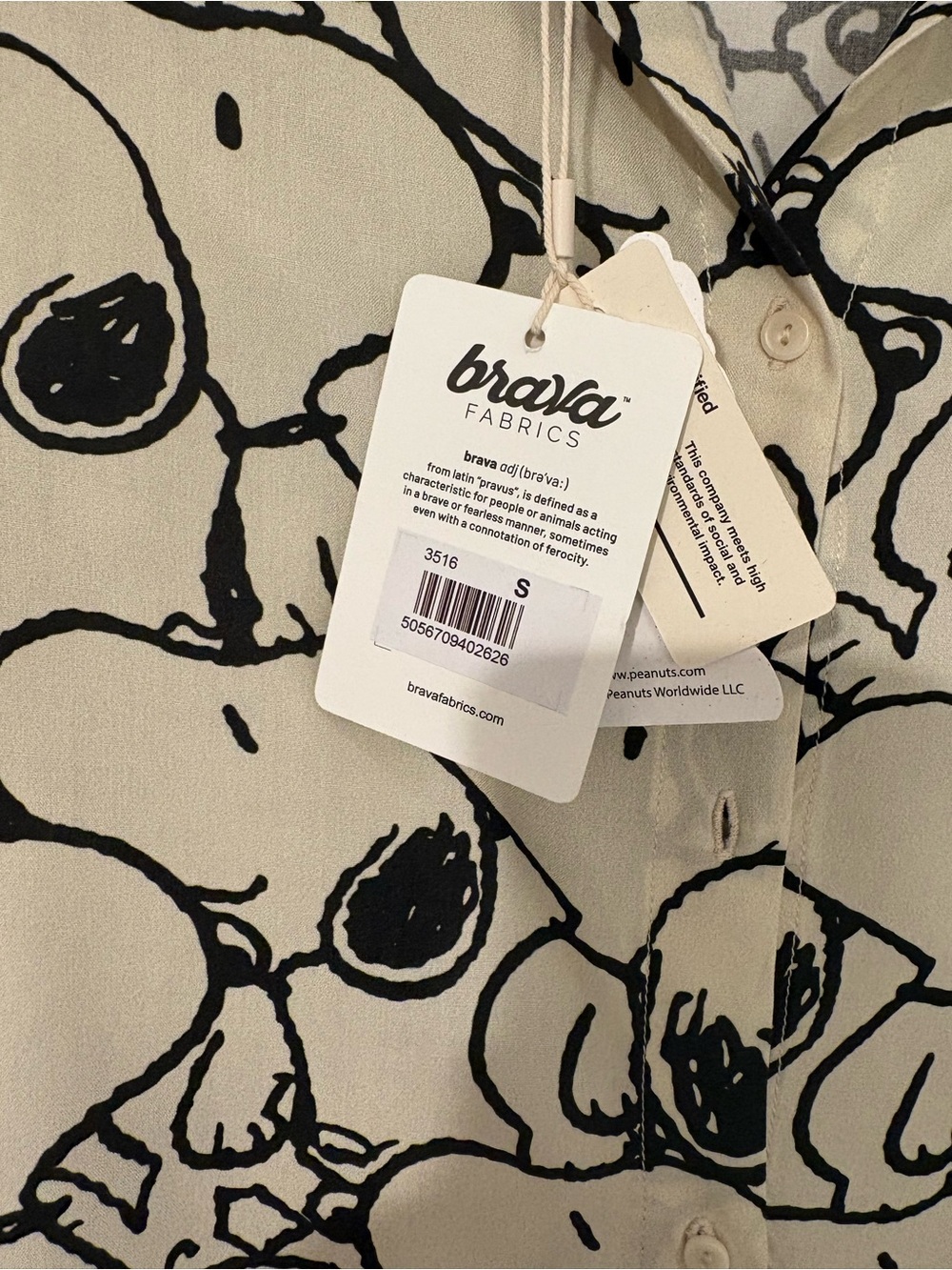 Brava Fabrics PEANUTS B&W BLOUSE - Picture 6 of 7